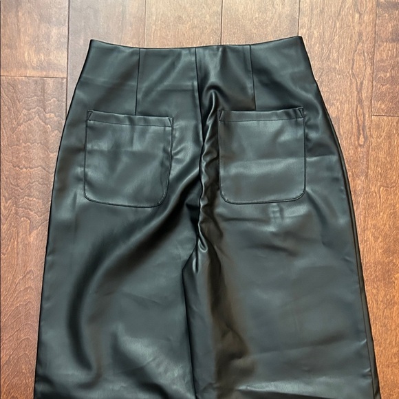 Commense Vegan Black Wide-Leg Faux Leather Pants, Size Small, NWT - Picture 7 of 11